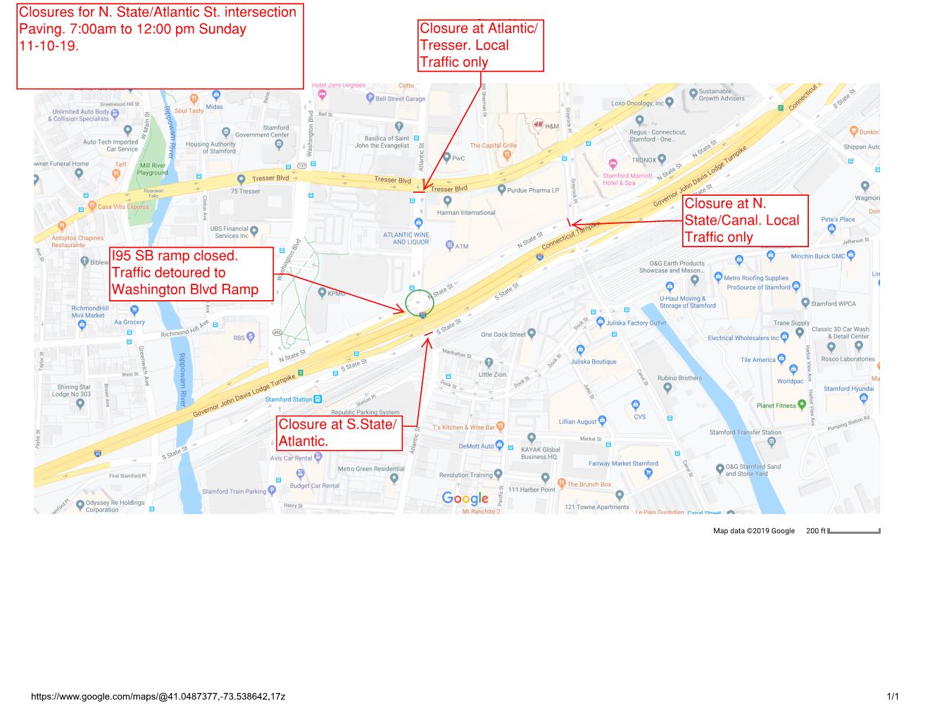 Atlantic Street Detour Information for Sunday, November 10, 2019